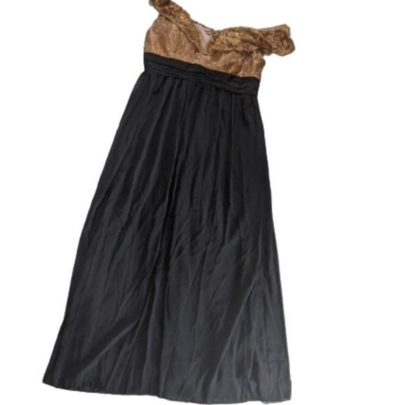 Black  Metallic Gold Max Full Lenght Empire Waist Dress XL New NWOT - Picture 8 of 10